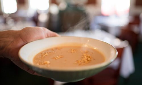 Garlic Soup Bayona restaurant in the French Quarter of New Orleans